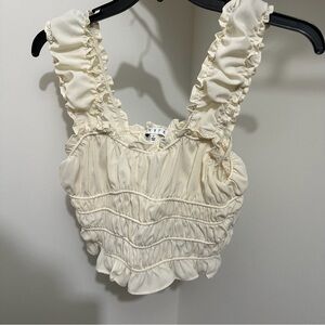 Chic Cream Ruffled Crop Top Size L